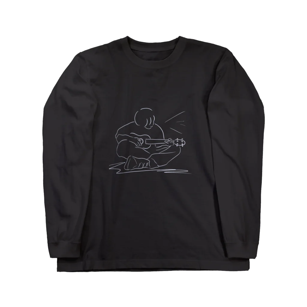 菊花ゆいの線画　ギター弾き Long Sleeve T-Shirt