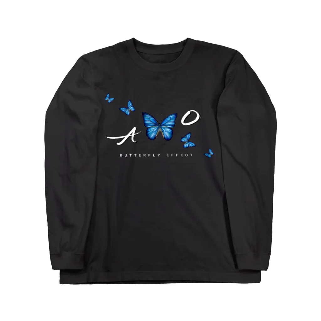 idumi-artの青い蝶　butterfly effect 롱 슬리브 티셔츠
