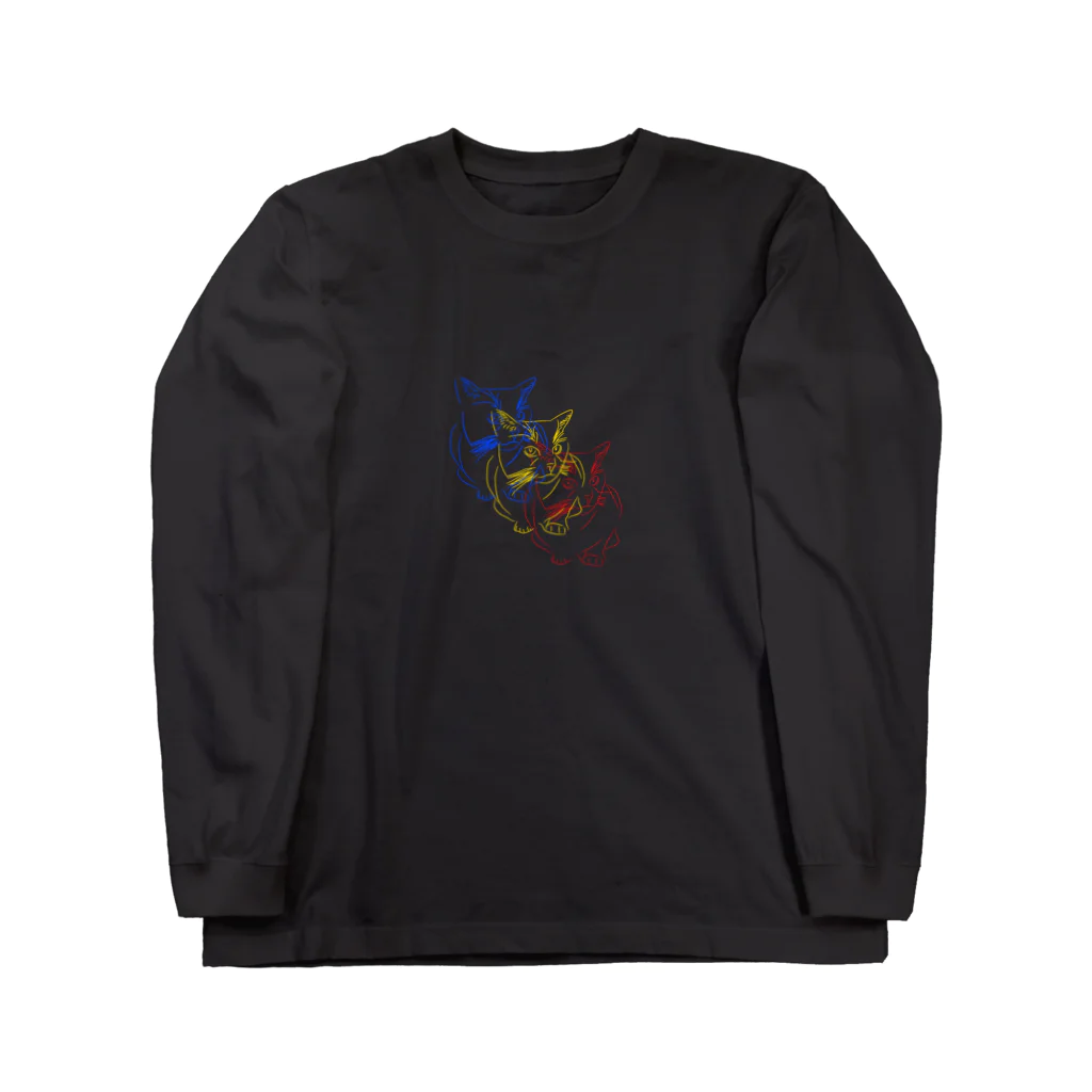 Kのデザインの三色猫 Long Sleeve T-Shirt