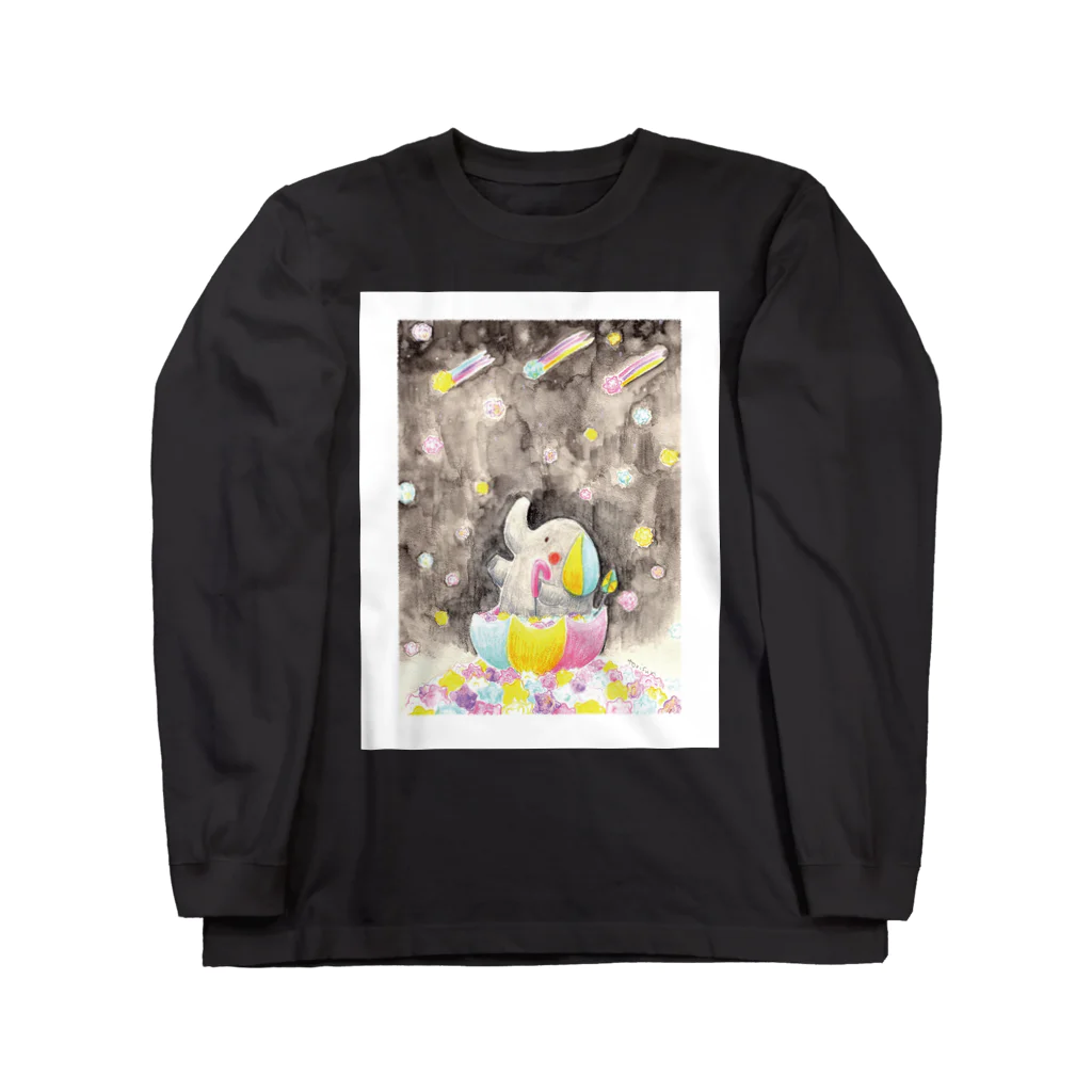 torisun shop (SUZURI)のこんぺいとうな雨降りぞうさん Long Sleeve T-Shirt