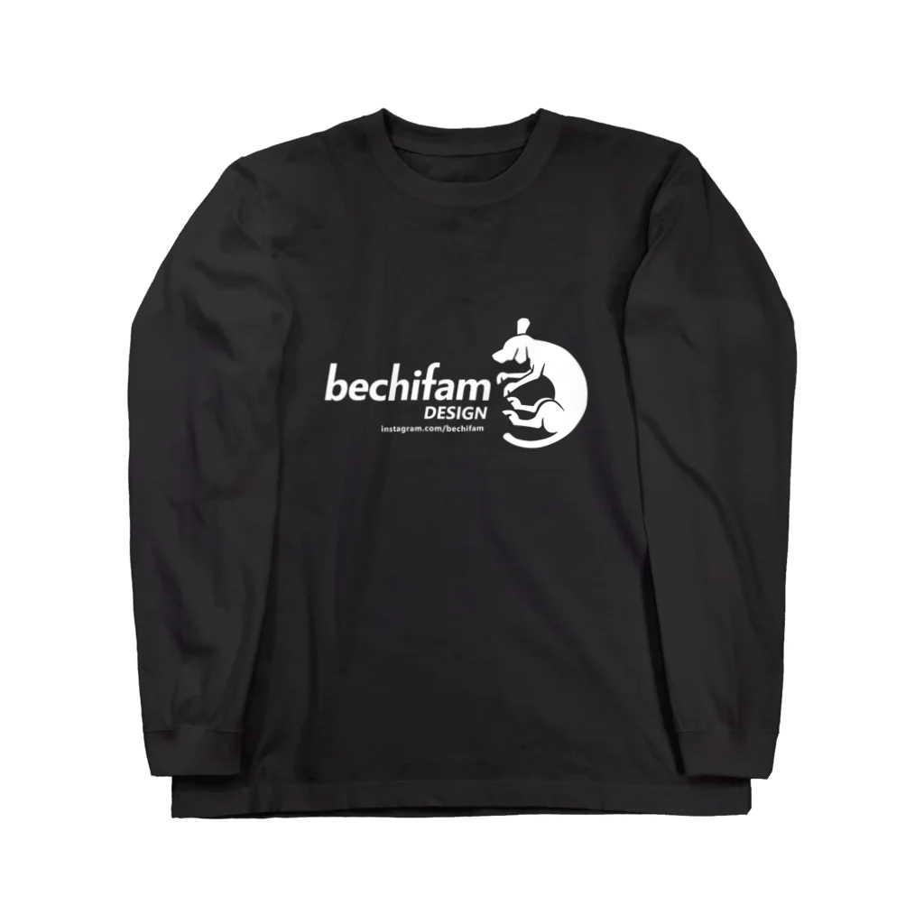 bechifam SHOPのbechifam DESIGN 【original LOGO】 White ロングスリーブTシャツ