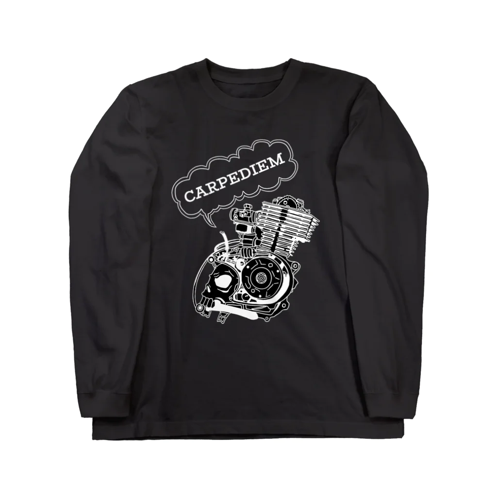 CARPE DIEMのドクロエンジン黒 ロングスリーブTシャツ