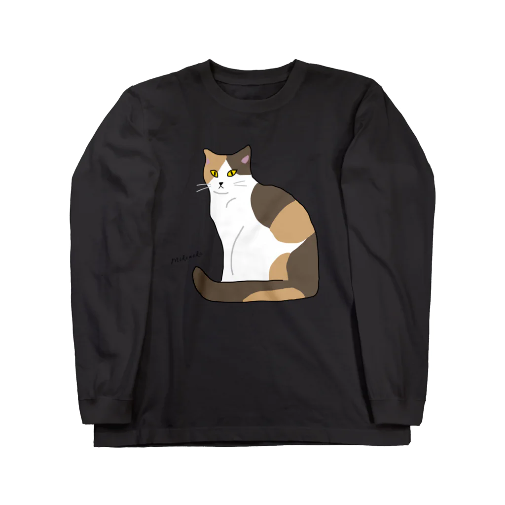 小鳥と映画館のおすわりする三毛猫 Long Sleeve T-Shirt