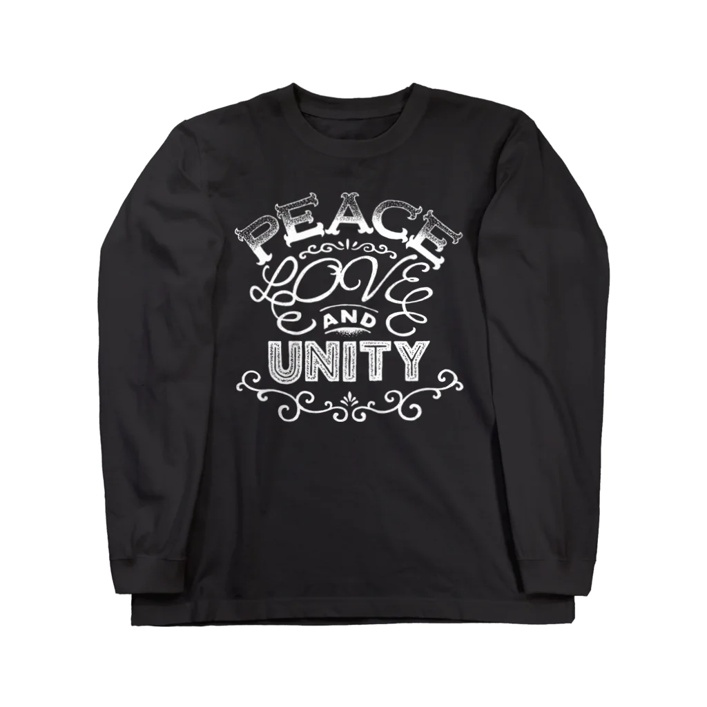 Art Studio TrinityのPEACE, LOVE & UNITY【濃色ベース】 ロングスリーブTシャツ