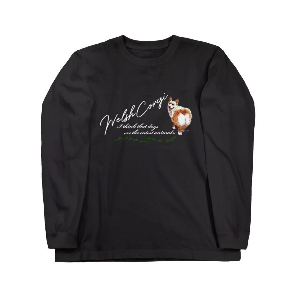 オリジナル工房プリントンのウェルシュコーギー前後イラスト プリント Long Sleeve T-Shirt