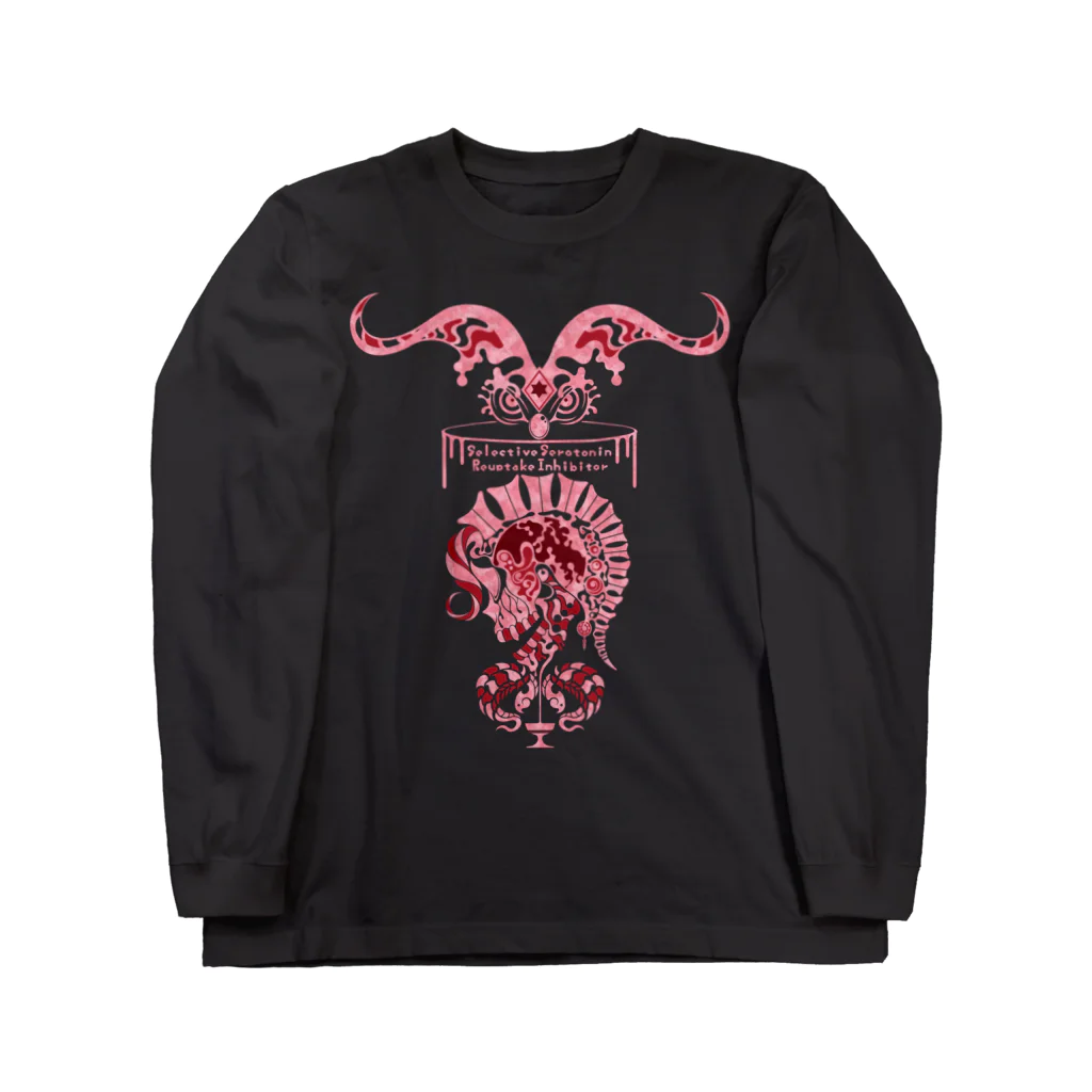 でゅめのお店のSkull pain(赤Ⅱ)  ロングスリーブTシャツ