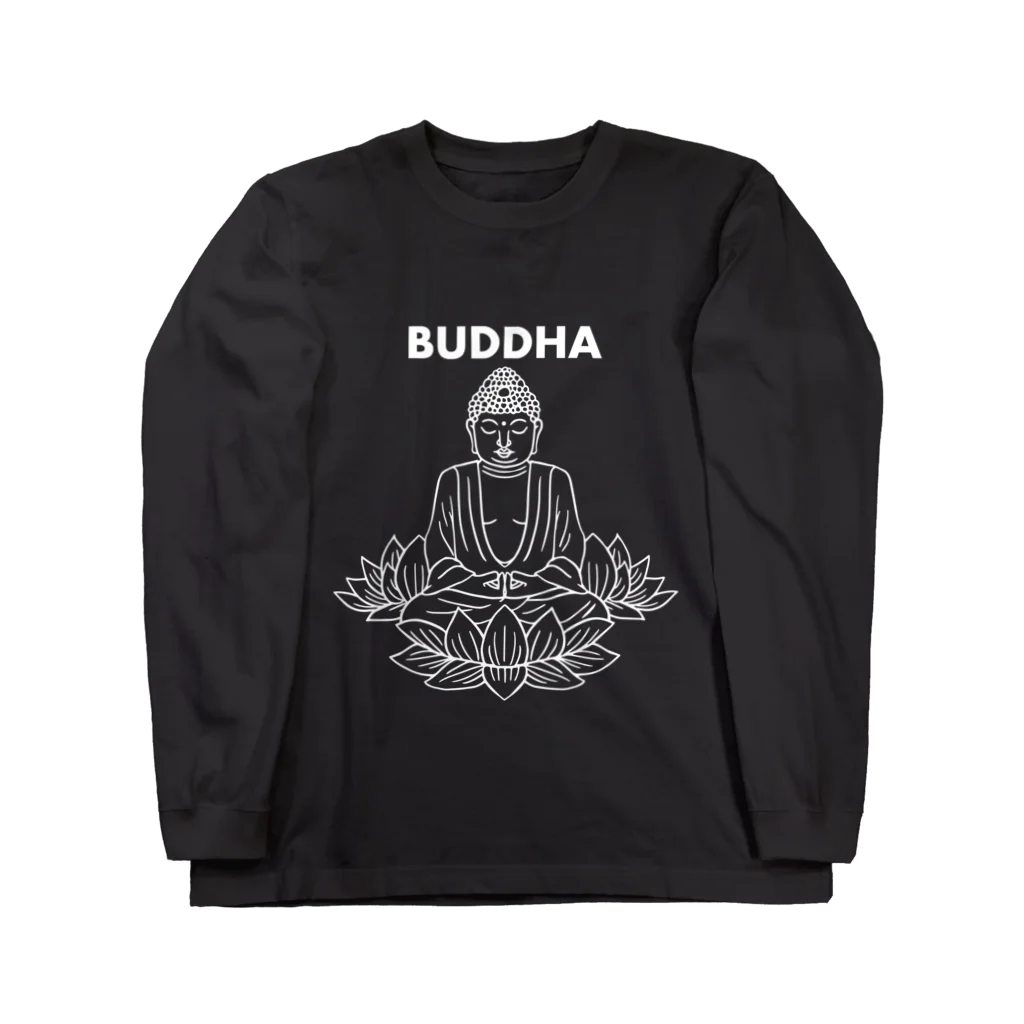 DRIPPEDのBUDDHA-仏像- 白ロゴ Long Sleeve T-Shirt