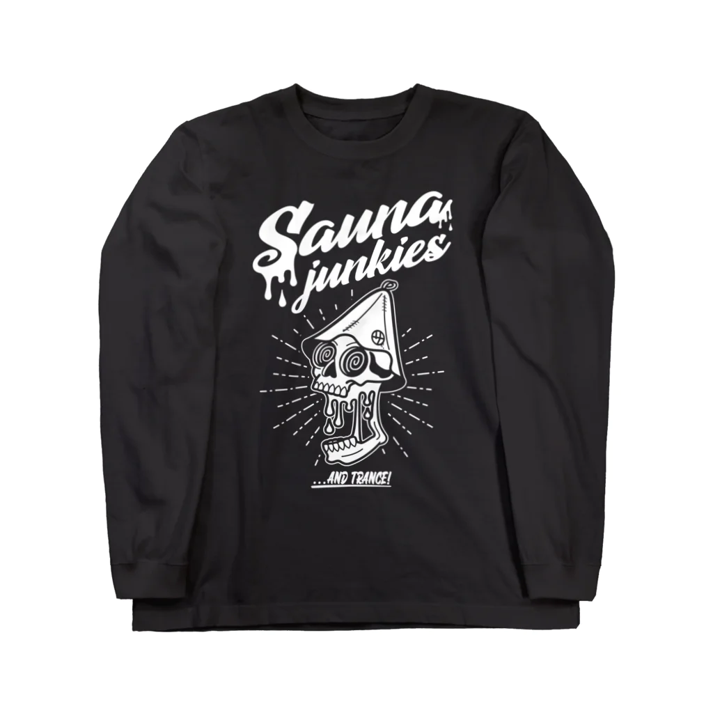 SAUNA JUNKIES | サウナジャンキーズのメルティー・スカル（白プリント） ロングスリーブTシャツ