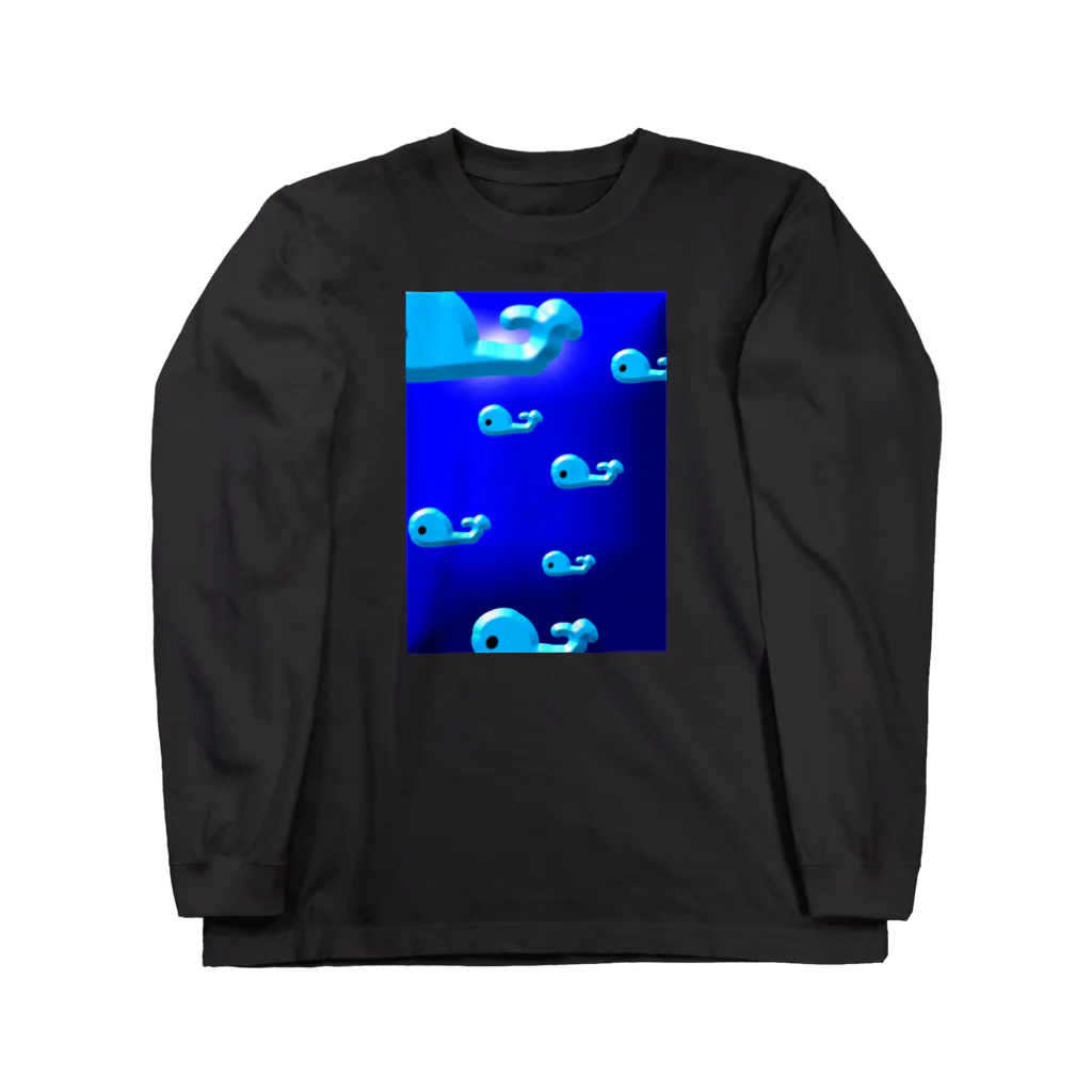 クジラちゃんクラブのぷくぷくクジラの群れ Long Sleeve T-Shirt