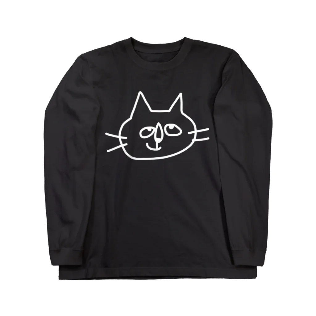 小鳥と映画館のなんか思いついちゃった猫 ホワイト Long Sleeve T-Shirt