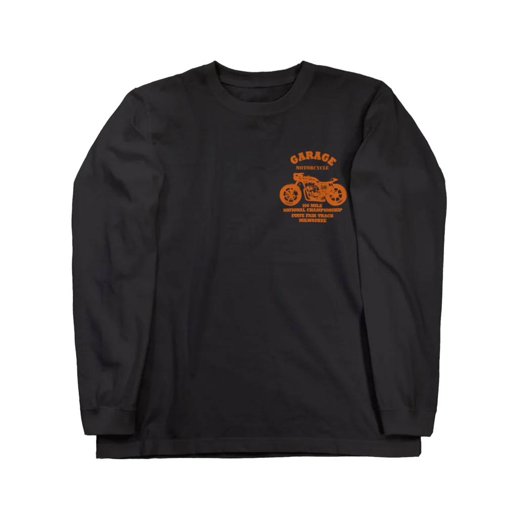 キッズモード某の武骨なバイクデザイン orange(前後pt） Long Sleeve T-Shirt