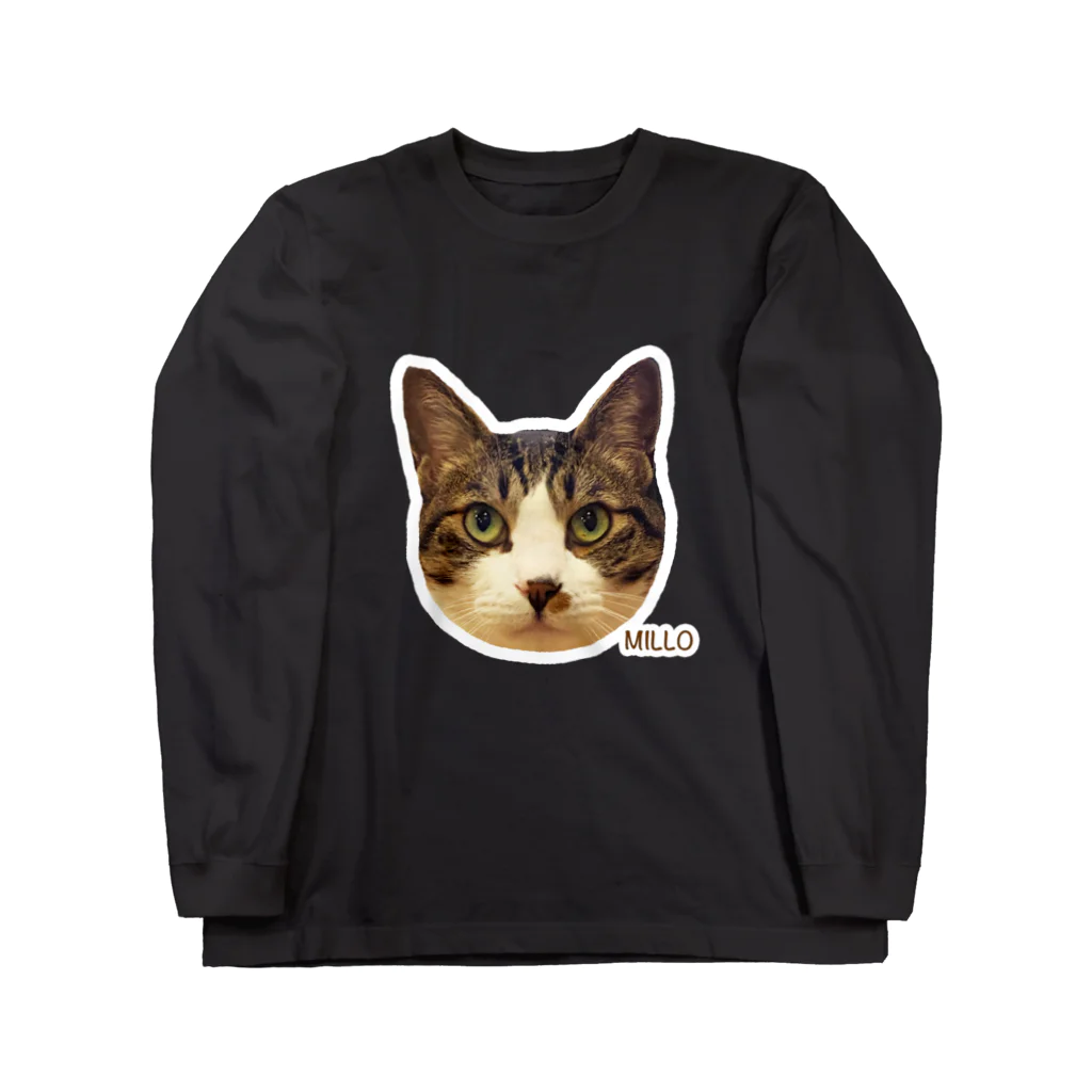 猫カフェ ぶぅたんグッズショップの絵文字ミロくん ロングスリーブTシャツ