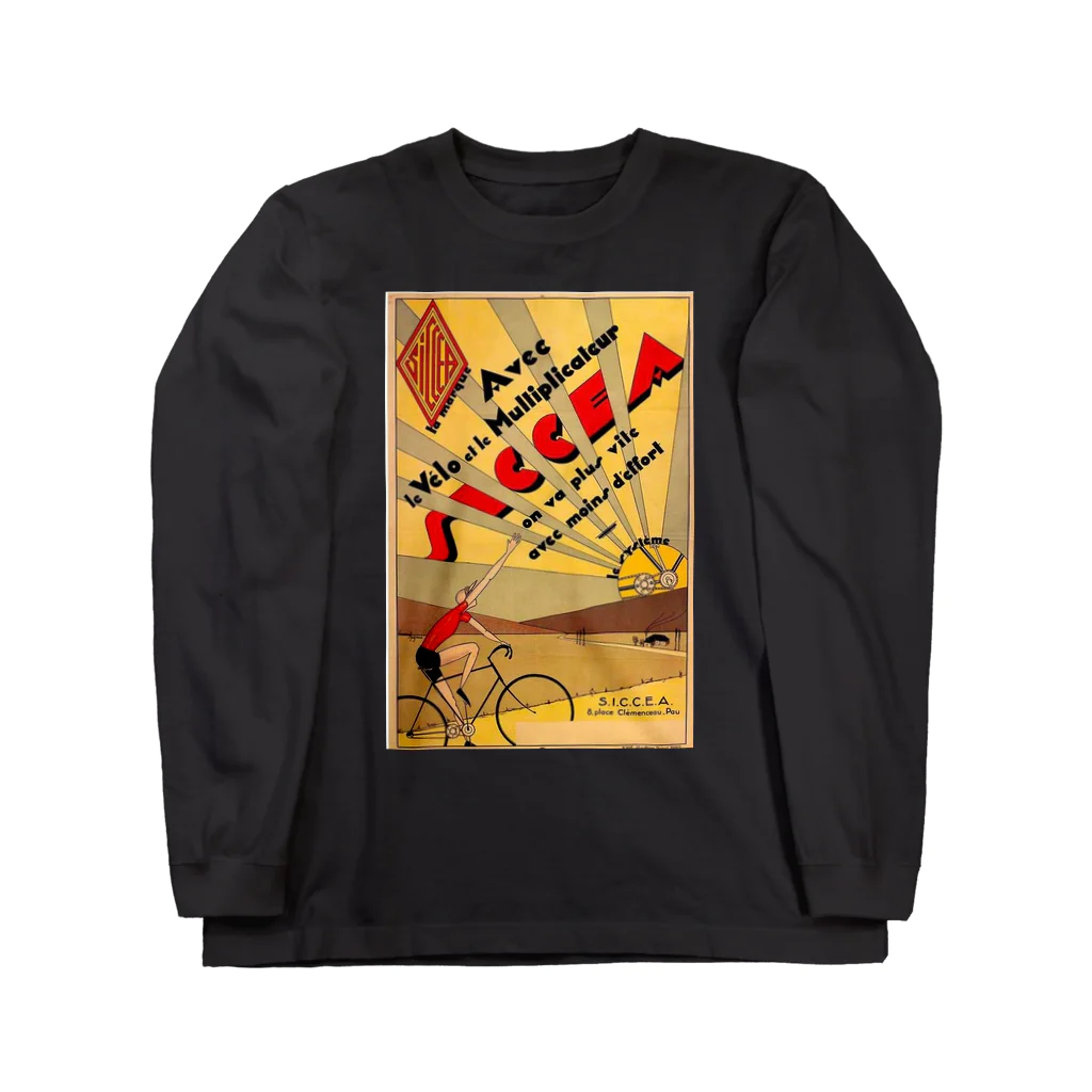 YS VINTAGE WORKSのフランス・ポー アールデコ　レトロ自転車 ロングスリーブTシャツ