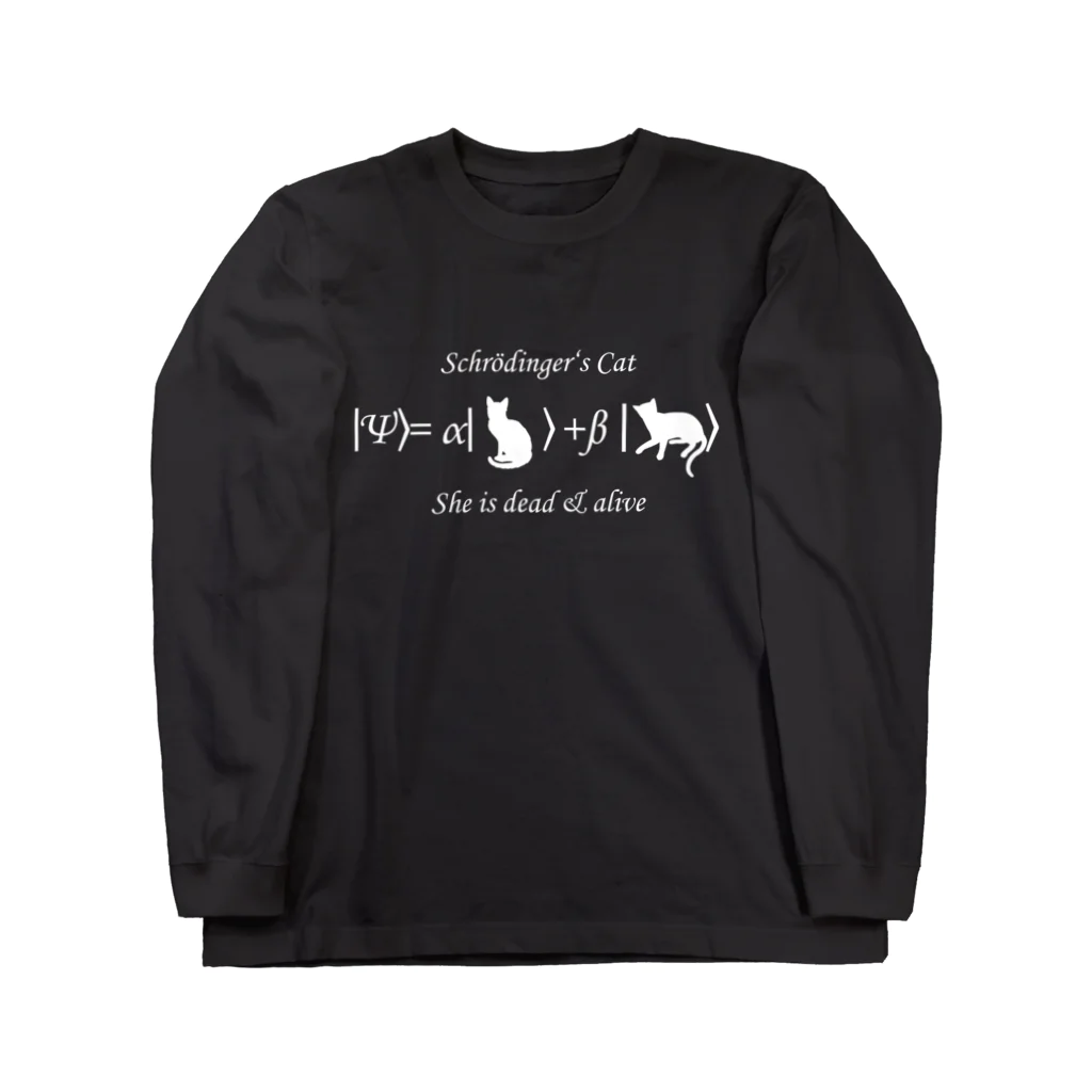 Silvervine Psychedeliqueのシュレーディンガーの猫（白字） Long Sleeve T-Shirt