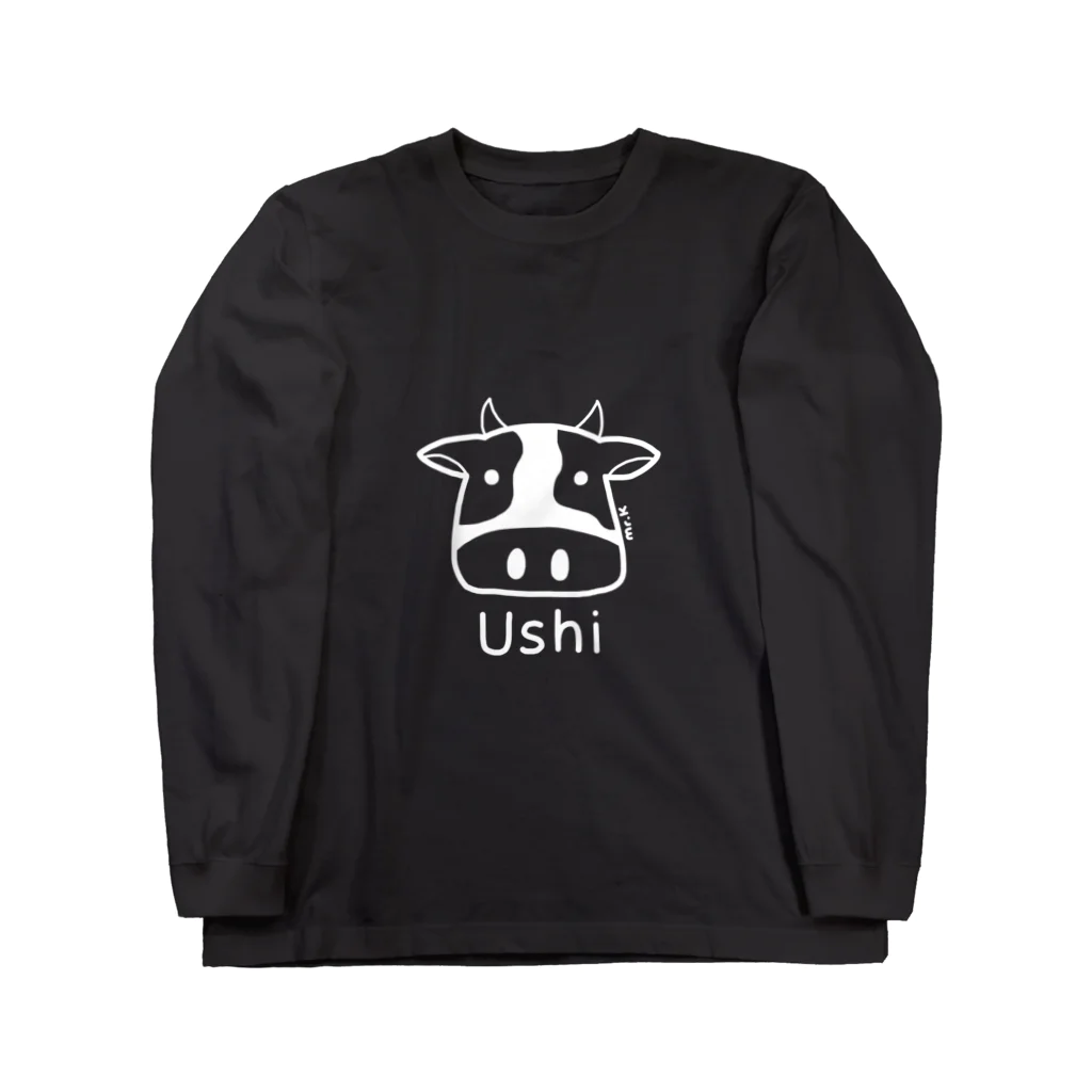 MrKShirtsのUshi (牛) 白デザイン ロングスリーブTシャツ