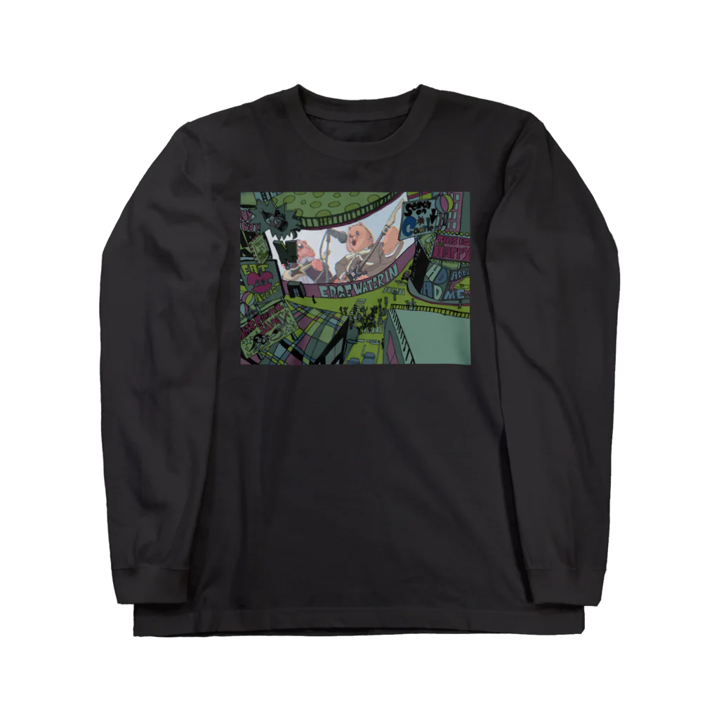 EDGE WATER IN officialのE.W.I L/S-T③「E.W.I_TV📺Saturday Cat Music」 ロングスリーブTシャツ