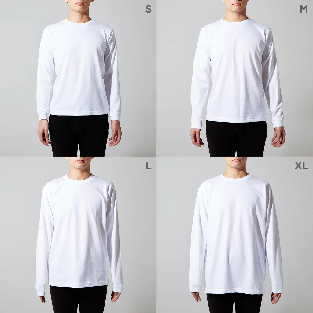 シンプルのシンプル（麦茶） Long Sleeve T-Shirt: model wear (male)