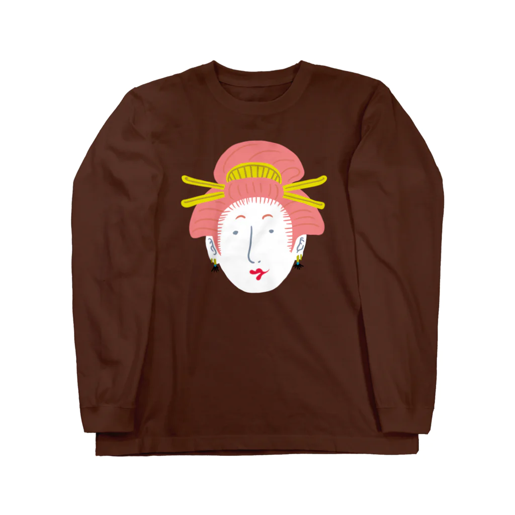 Oedo CollectionのGirl Face／濃色ロングスリーブTシャツ Long Sleeve T-Shirt