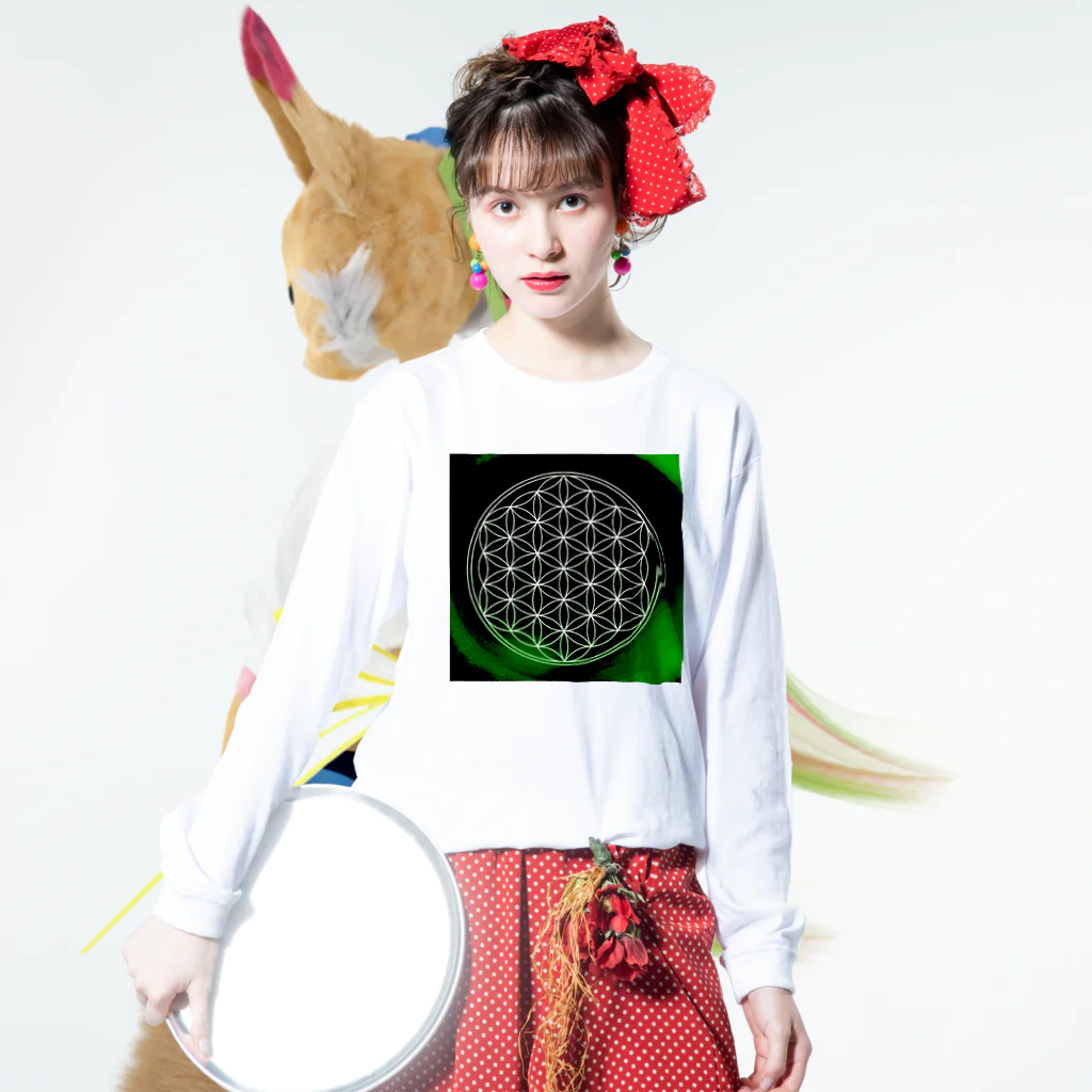 紫園+sion+(麗舞+reybu+)の💚♾麻の葉♾模様💚 ロングスリーブTシャツの着用イメージ(表面)