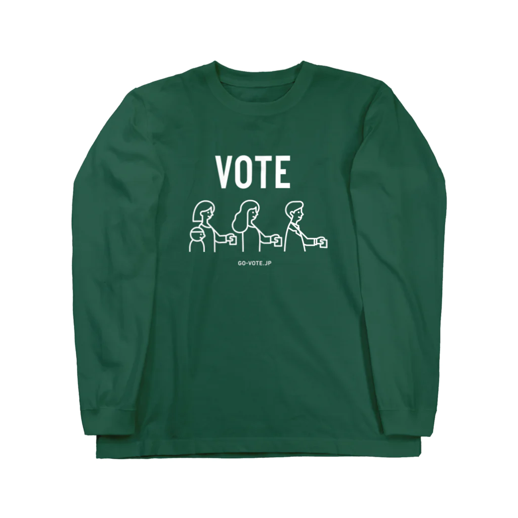 投票所はあっち→プロジェクトのVOTE 長袖T (シンプル版 白柄) ロングスリーブTシャツ