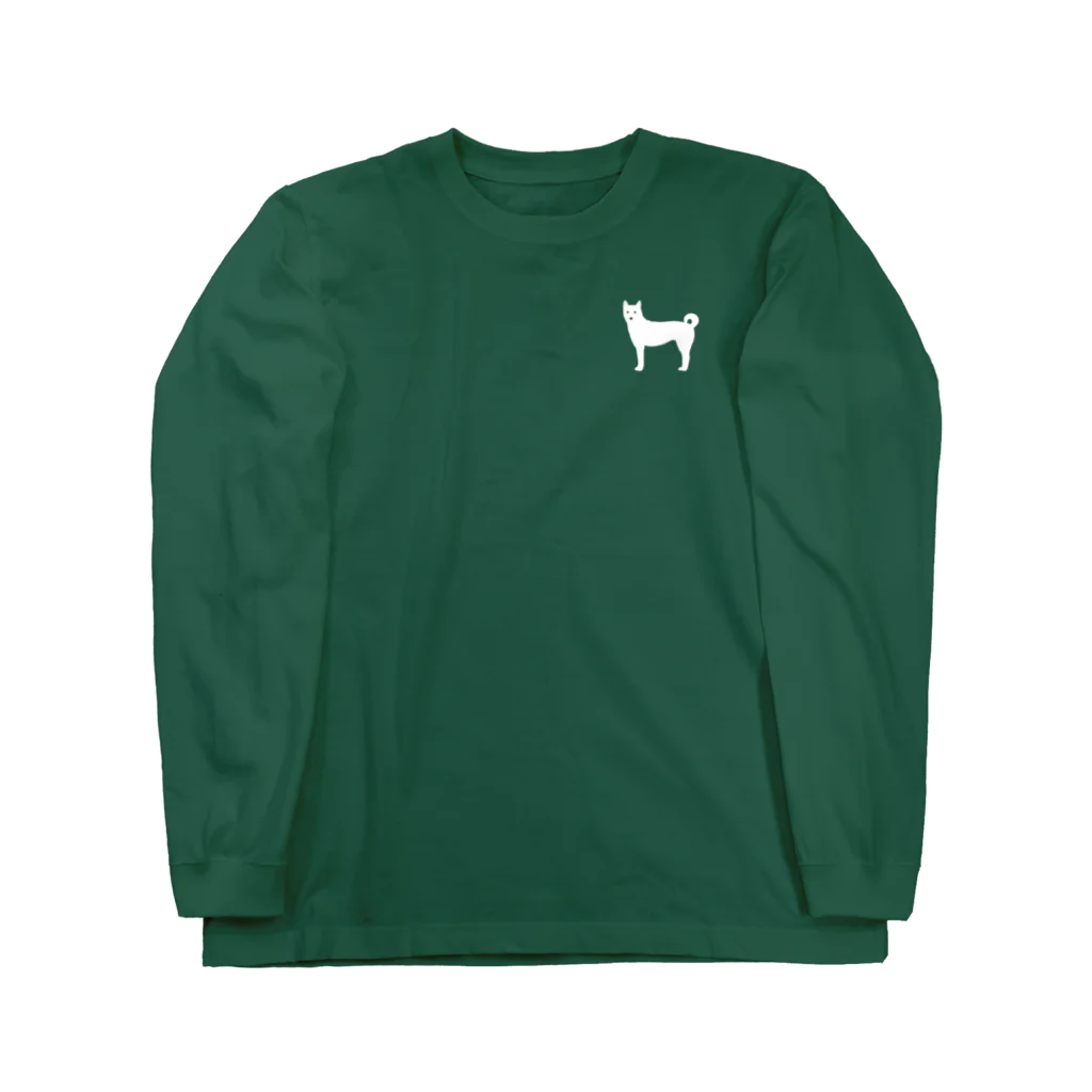 ゆいたっく／犬イラストの紀州(ワンポイント) ロングスリーブTシャツ