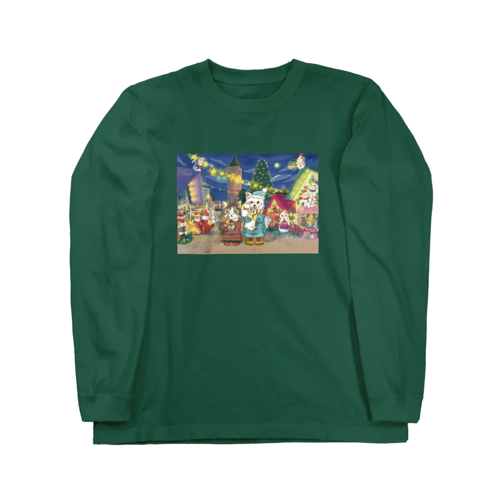 猫のきぬくんのお店のみーにゃんとしらたまくん　クリスマスツアー ロングスリーブTシャツ