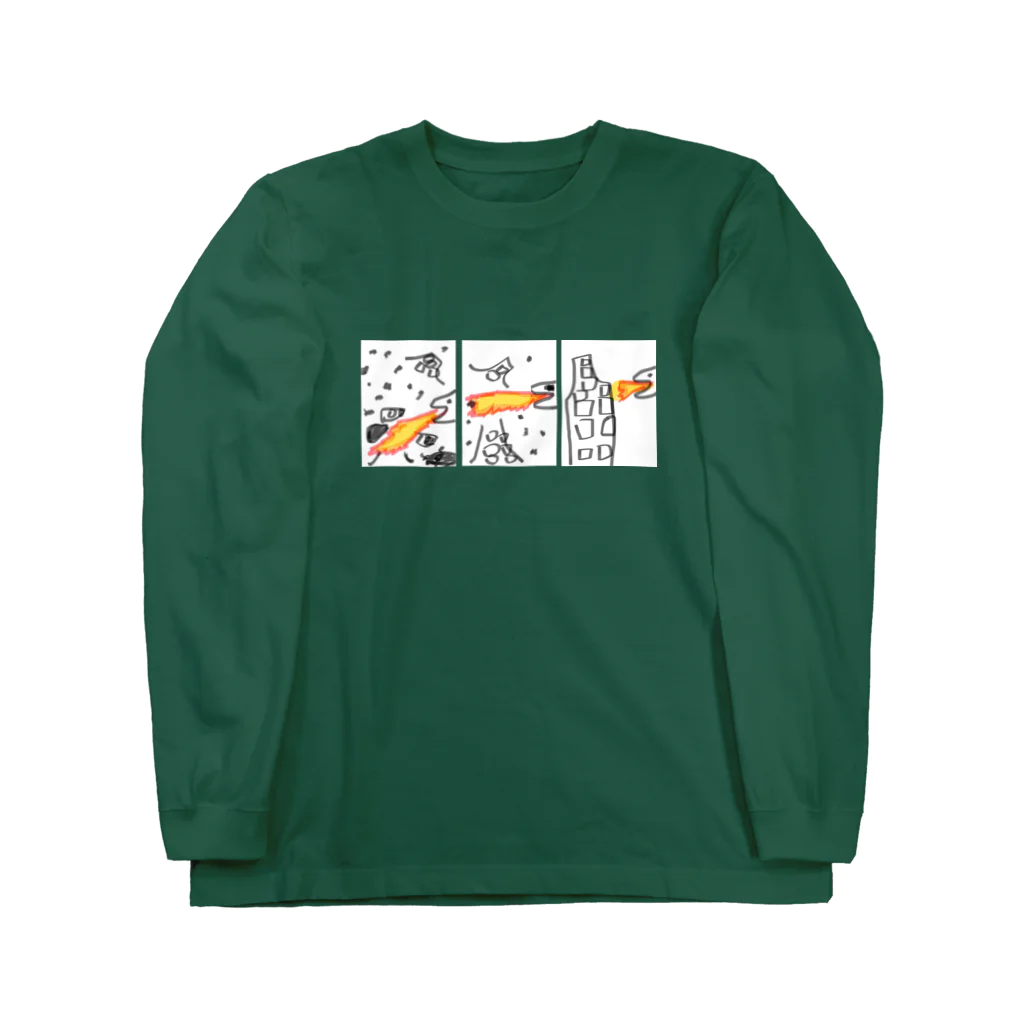 タイラ画伯のパラパラシリーズのパラパラゴジラ Long Sleeve T-Shirt