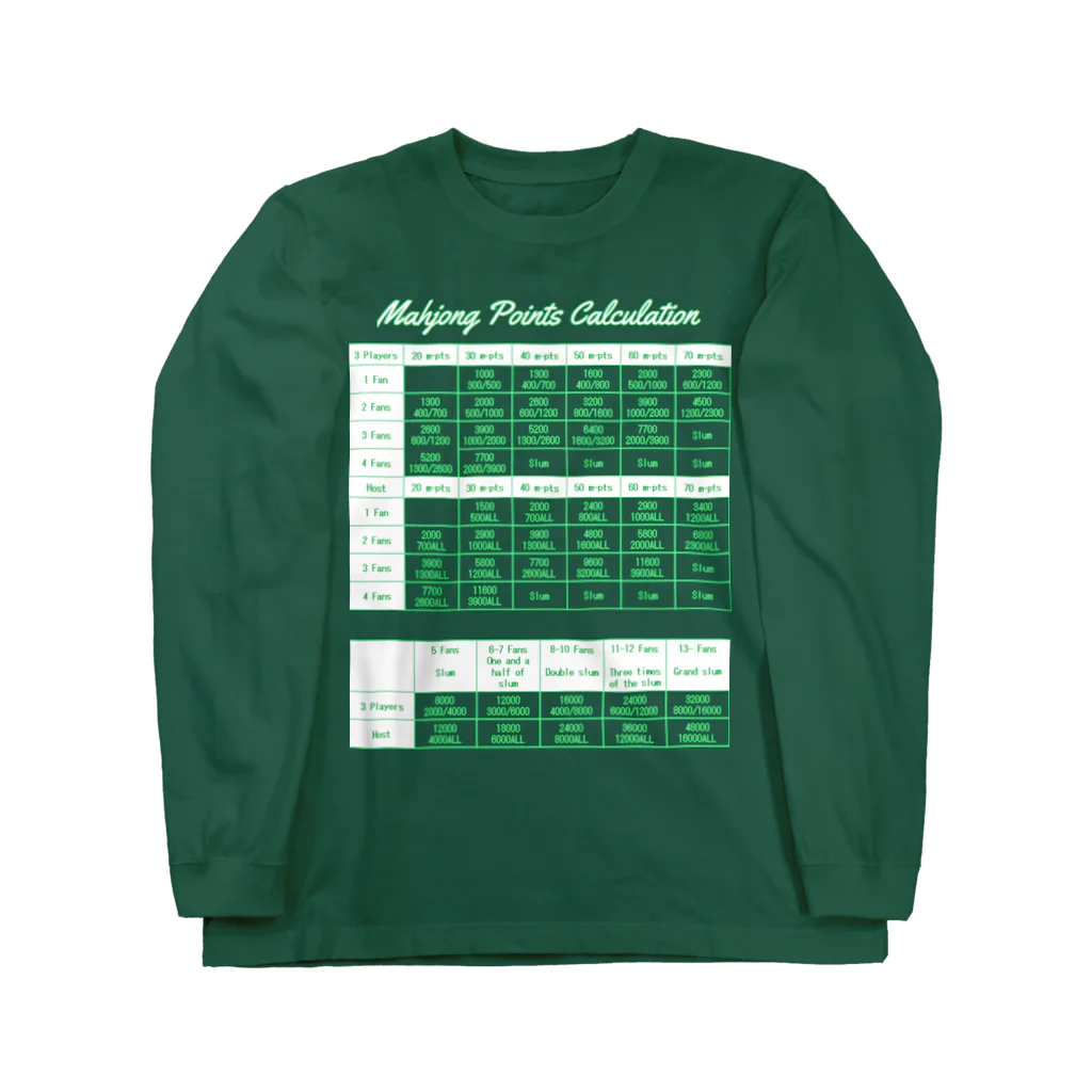 KANdoraMOROnoriの麻雀点数計算表くん Long Sleeve T-Shirt