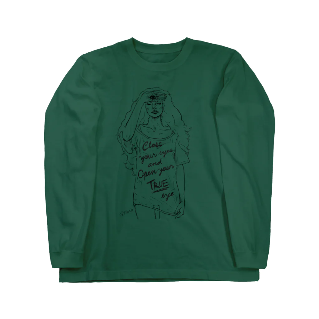 上戸マリー アートショップSUZURI店のClose your eyes and Open your TRUE eye Long Sleeve T-Shirt