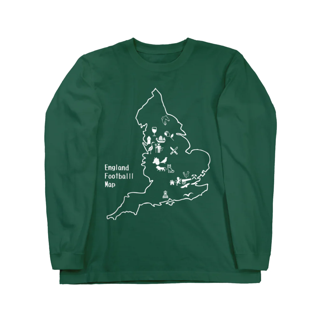 Design UKのイングランドサッカー地図 ロングスリーブTシャツ