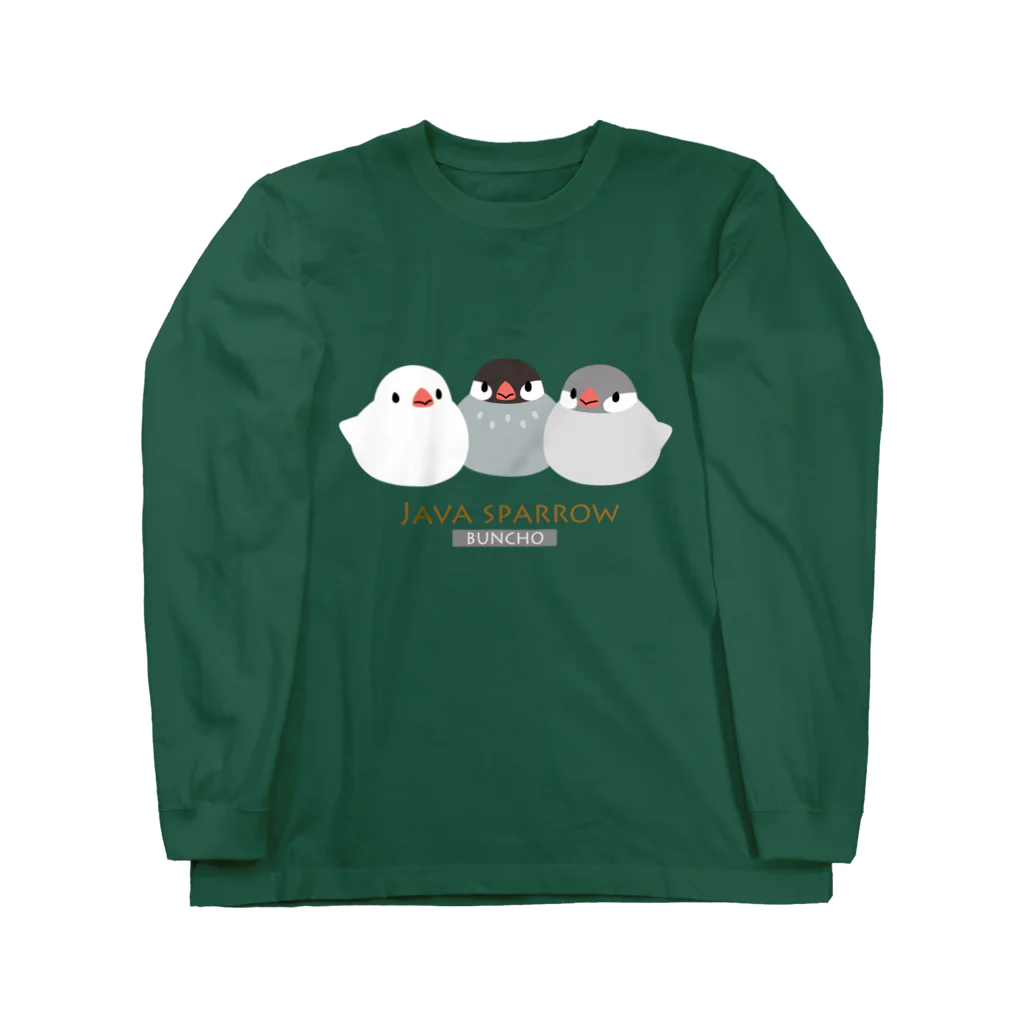 TeaDrop.Cの文鳥トリオ ロングスリーブTシャツ