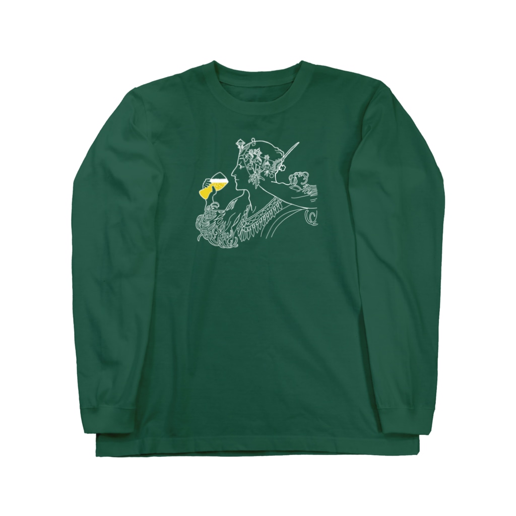 TM-3 Designの名画 × BEER（ミュシャ）白線画 *文字なしver. Long Sleeve T-Shirt