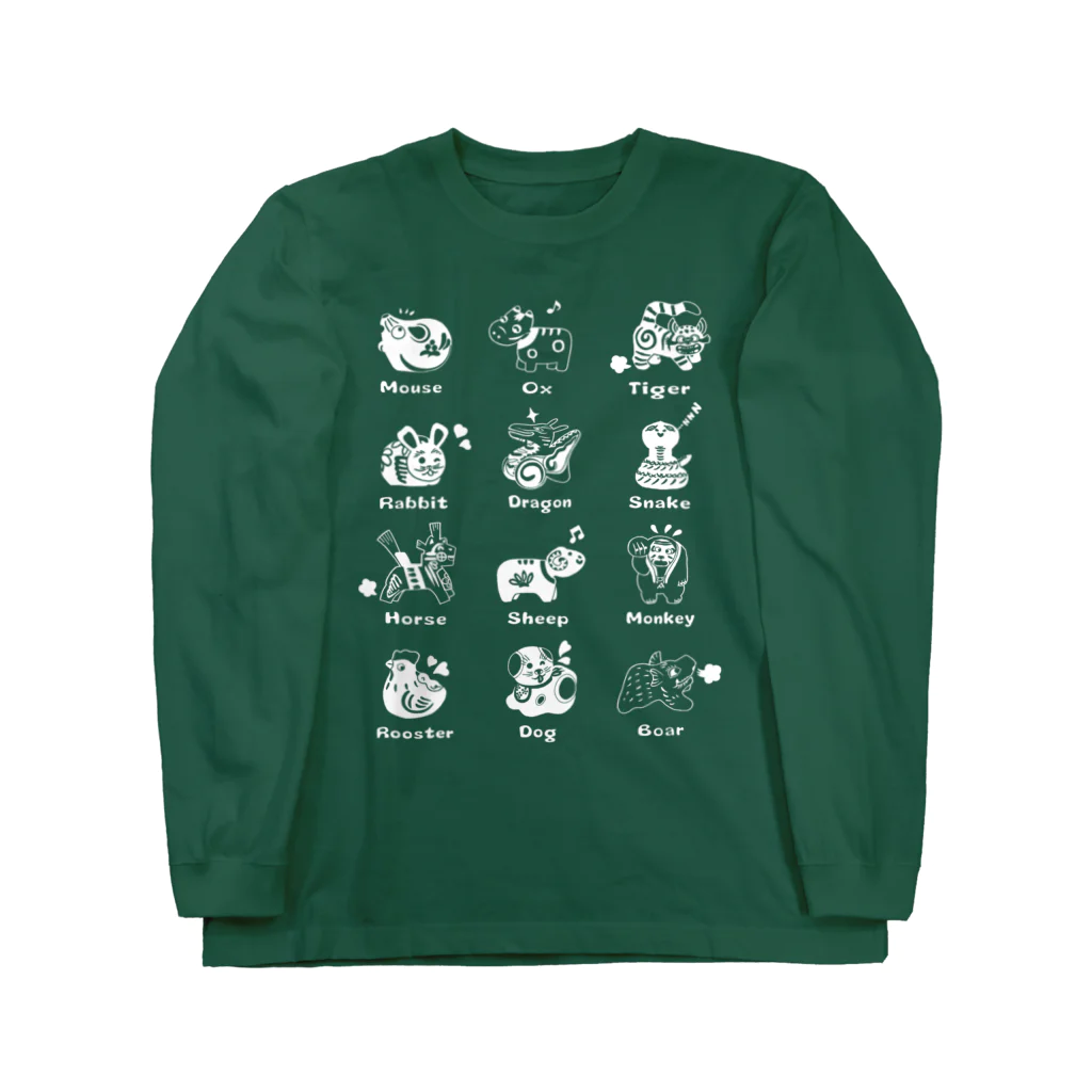 SU-KUのThe Zodiac of Fukushima(白抜き) ロングスリーブTシャツ