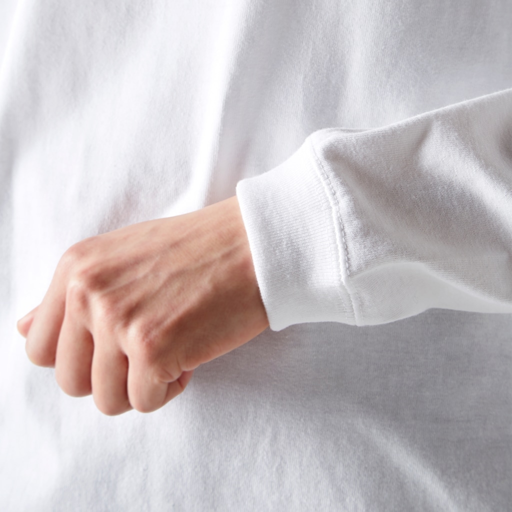 ぼくのすいぞくかん SUZURI店のサメカオdeepcolor長袖 Long Sleeve T-Shirt :rib-knit sleeves