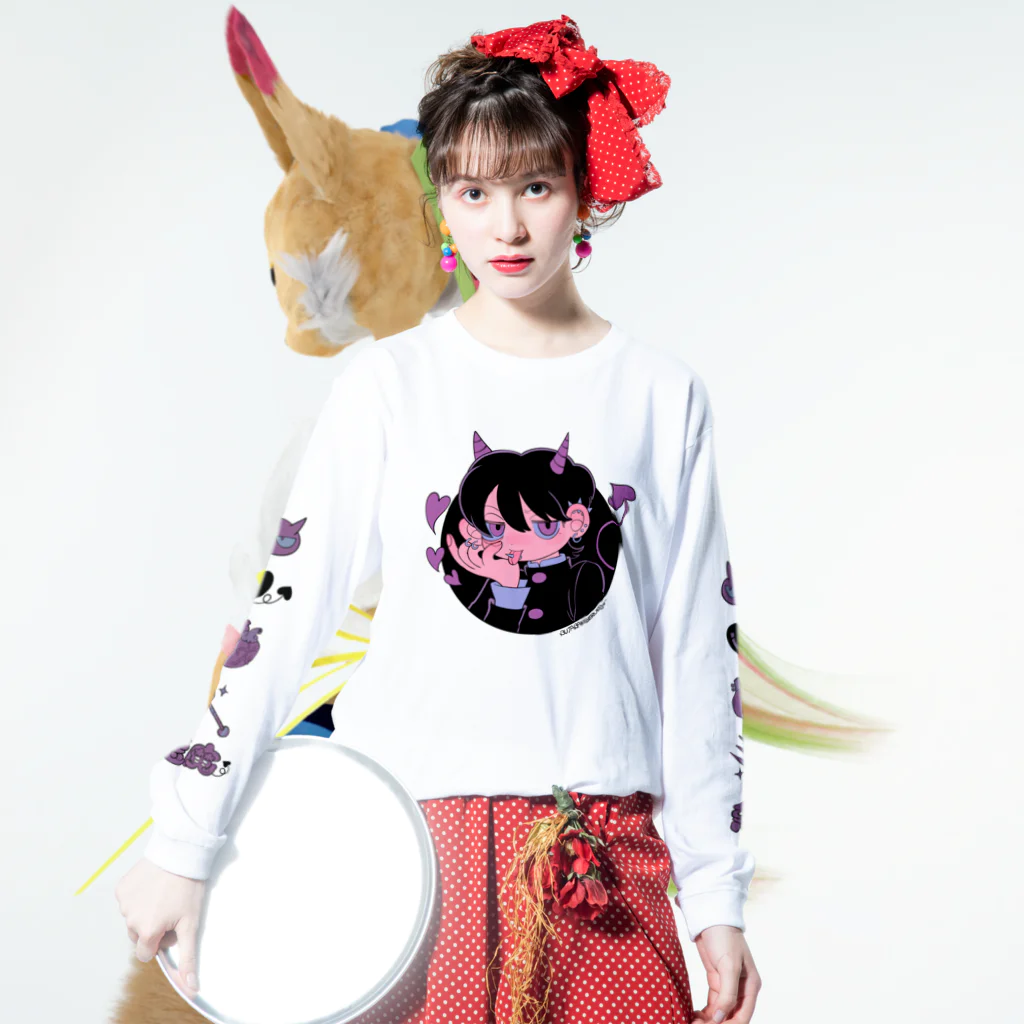 豚箱のゲロ可愛い悪魔くん(カラー)2023年美少年展 Long Sleeve T-Shirt :model wear (front)