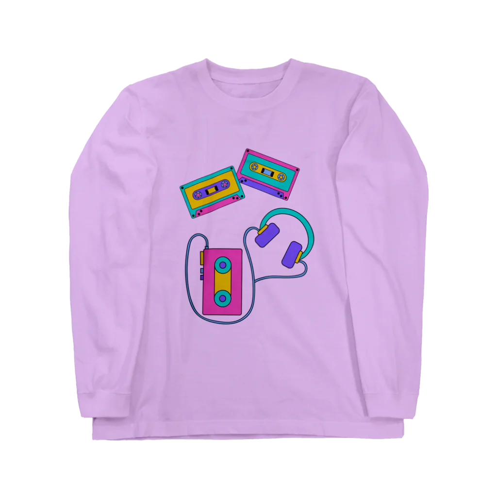 Lucia BOXの90'S LOVE -ウォークマンとカセットテープ ロングスリーブTシャツ