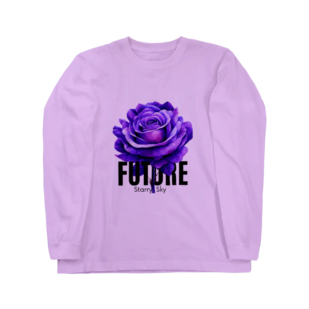 Future Starry Skyの紫色の薔薇 Long Sleeve T-Shirt