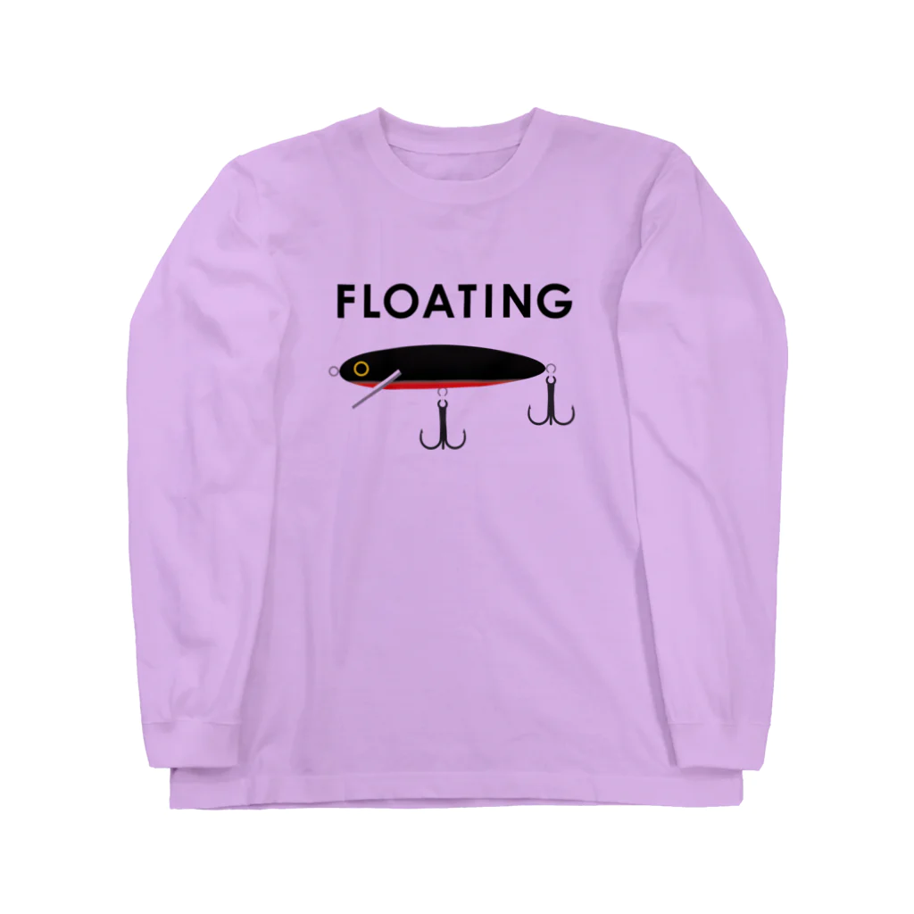 FISHING without FRIENDSのフローティングミノー / ブラック Long Sleeve T-Shirt