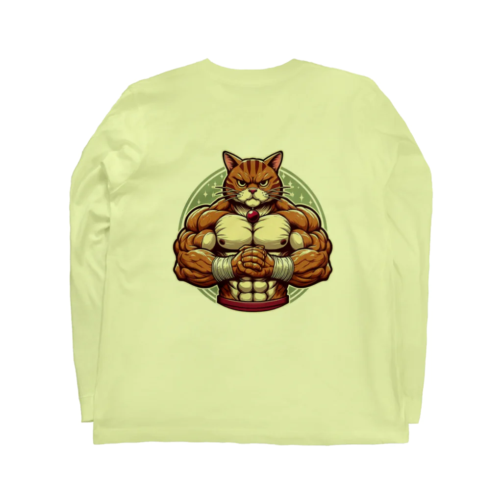 MUSCLE CAT 🐈🐈‍⬛のマッスルキャット　キジ虎 Long Sleeve T-Shirt :back