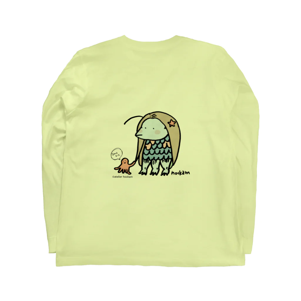 ほっかむねこ屋（アトリエほっかむ）のアマビエ（ほっかむ画） Long Sleeve T-Shirt :back