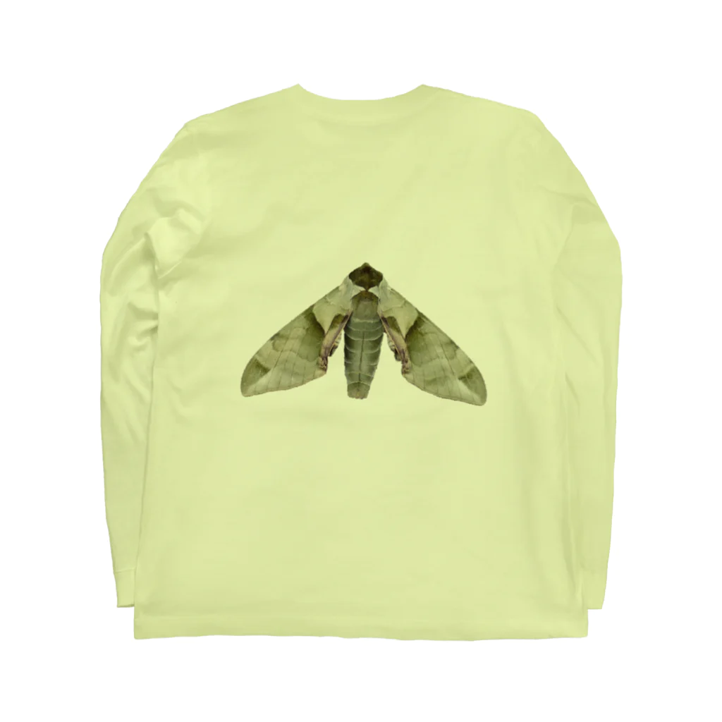 L_arctoaのウンモンスズメ幼虫と成虫（幼虫が袖ver） Long Sleeve T-Shirt :back