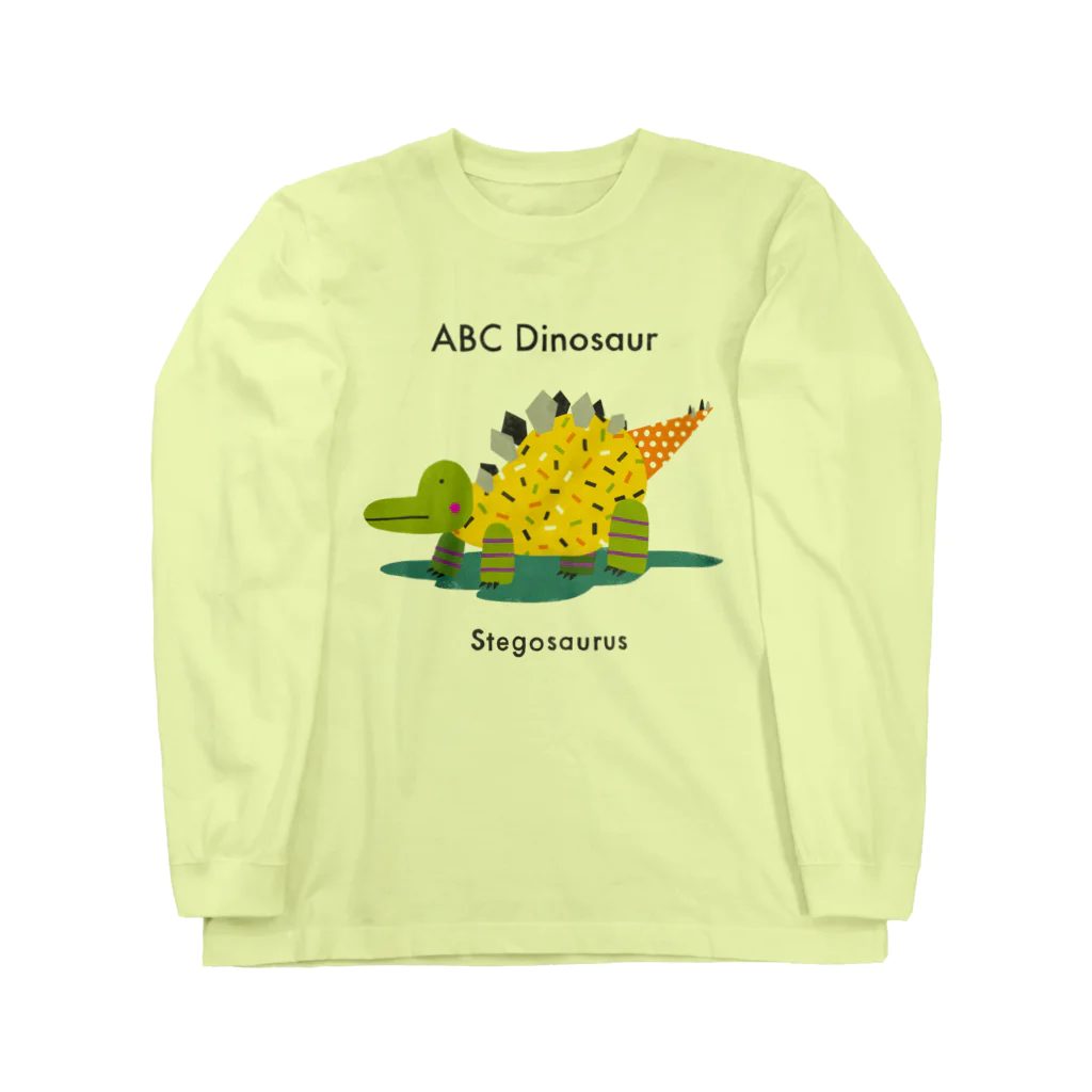 ABC Dinosaur グッズショップのステゴサウルス　ロゴあり ロングスリーブTシャツ