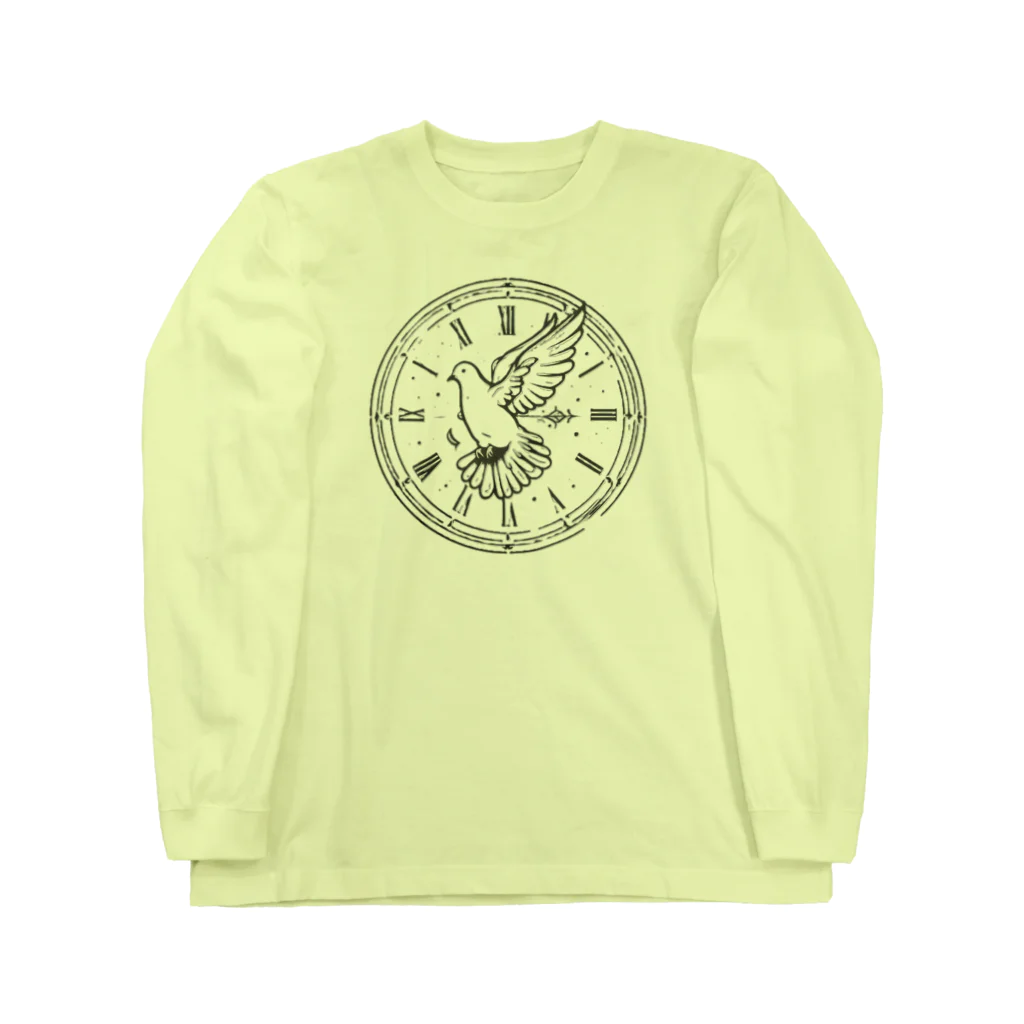 8ball.AI.artの鳩と時計 Long Sleeve T-Shirt