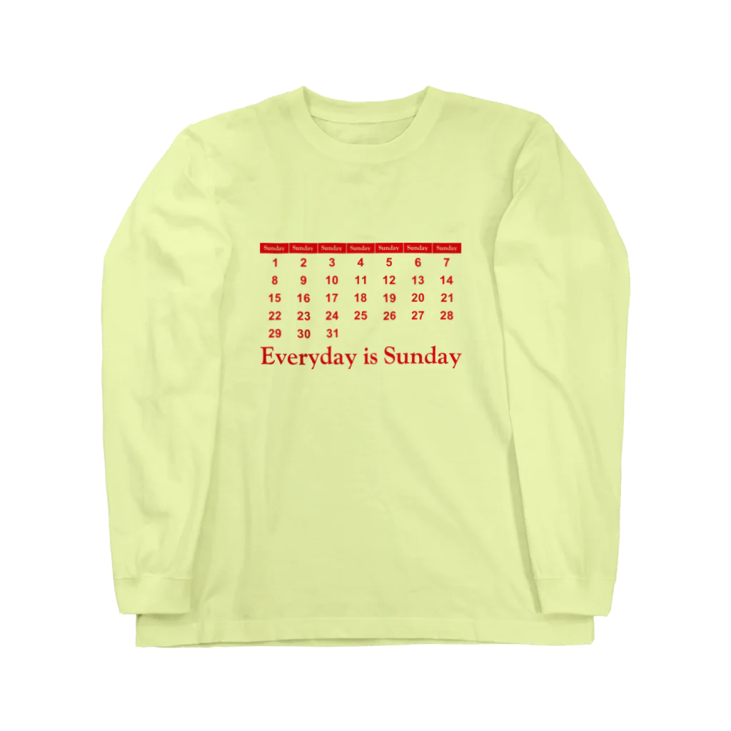 日曜日商店の毎日が日曜日のカレンダー Long Sleeve T-Shirt