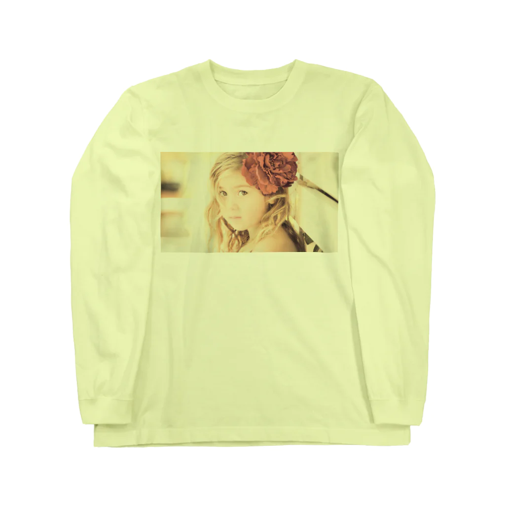 poppy22のセピアなフラワーガール ロングスリーブTシャツ