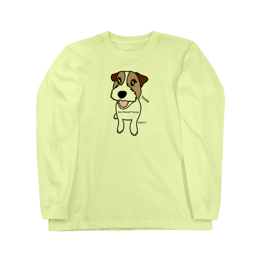 虹色PLUSのスマイル かわいいジャックラッセルテリア犬 ロングスリーブTシャツ