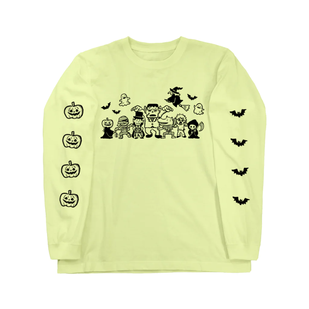 mincruのHAPPY HALLOWEEN_モノクロver ロングスリーブTシャツ