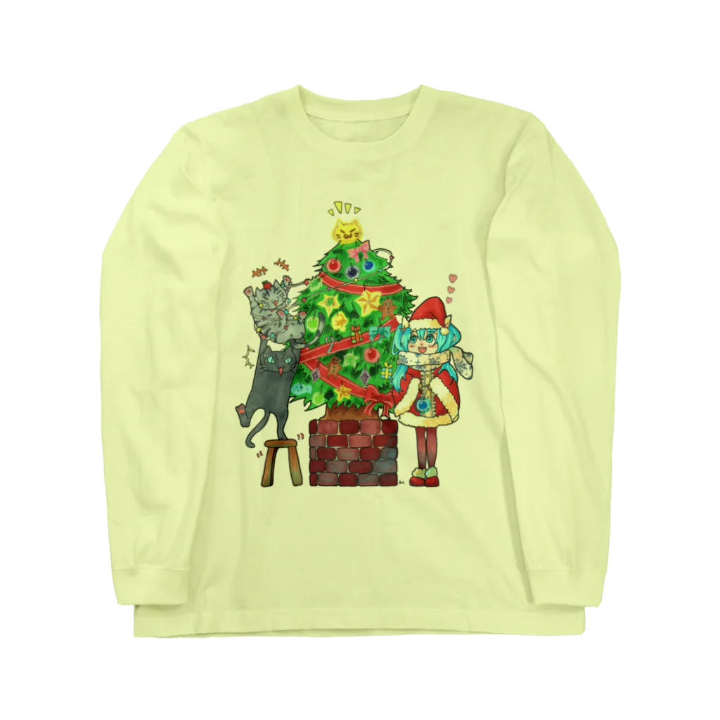 miku'ꜱGallery星猫のクリスマス🎄私mikuとうちの子２にゃんのX'mas🎄ツリーVer. Long Sleeve T-Shirt