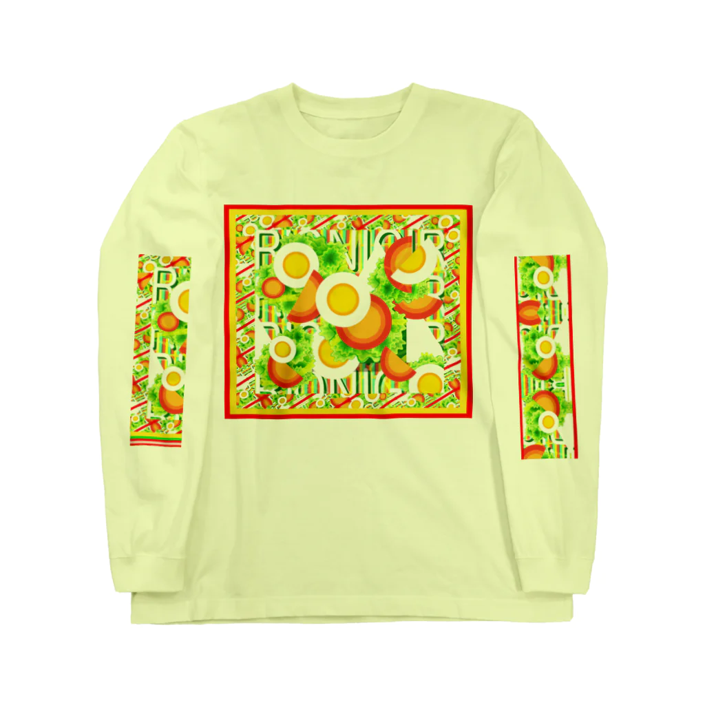 ✨🌈✨ユラクラカン🇯🇵 ✨🌈✨の🍞🍳🍊サラダプレート🥗🍅🌽🥑🍳 ロングスリーブTシャツ