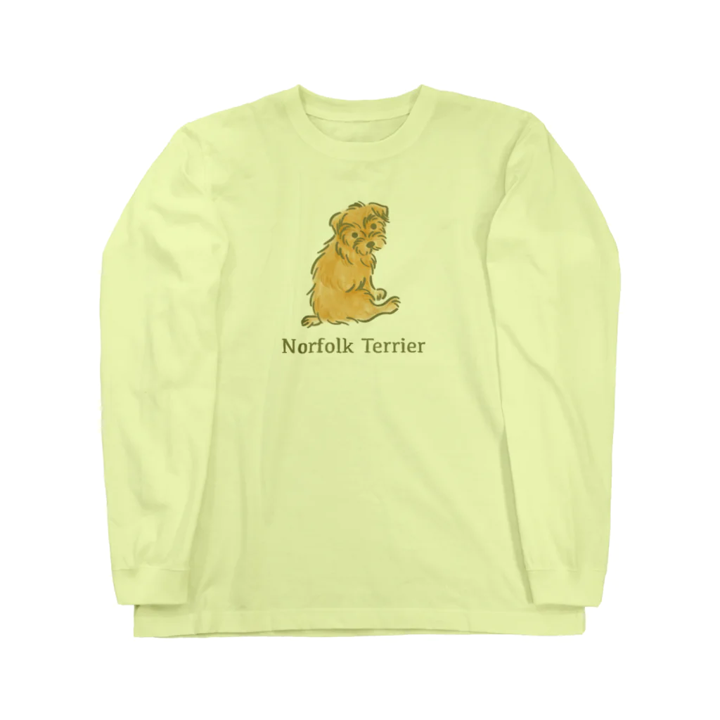 TOMOS-dogのふりむき犬（ナチュラル） ロングスリーブTシャツ